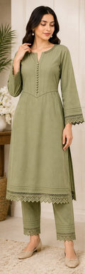 Olive Heritage Kurta Pant Set