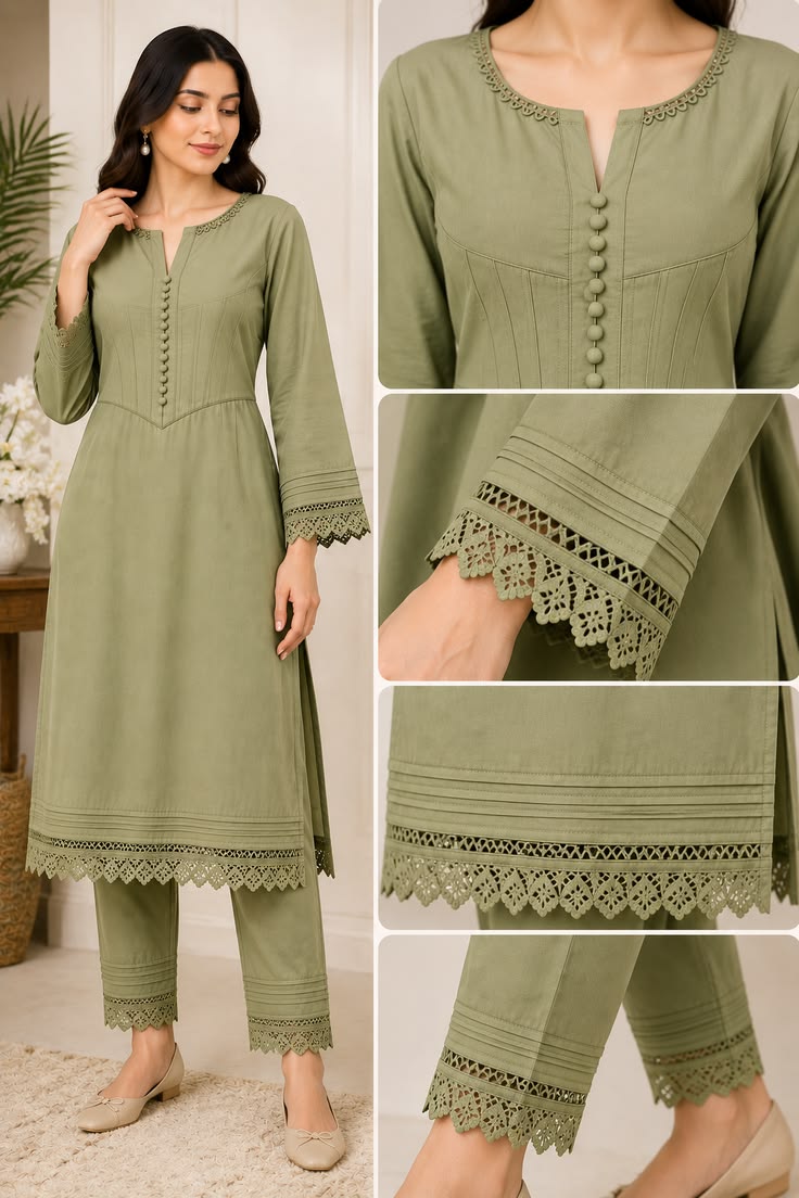 Olive Heritage Kurta Pant Set